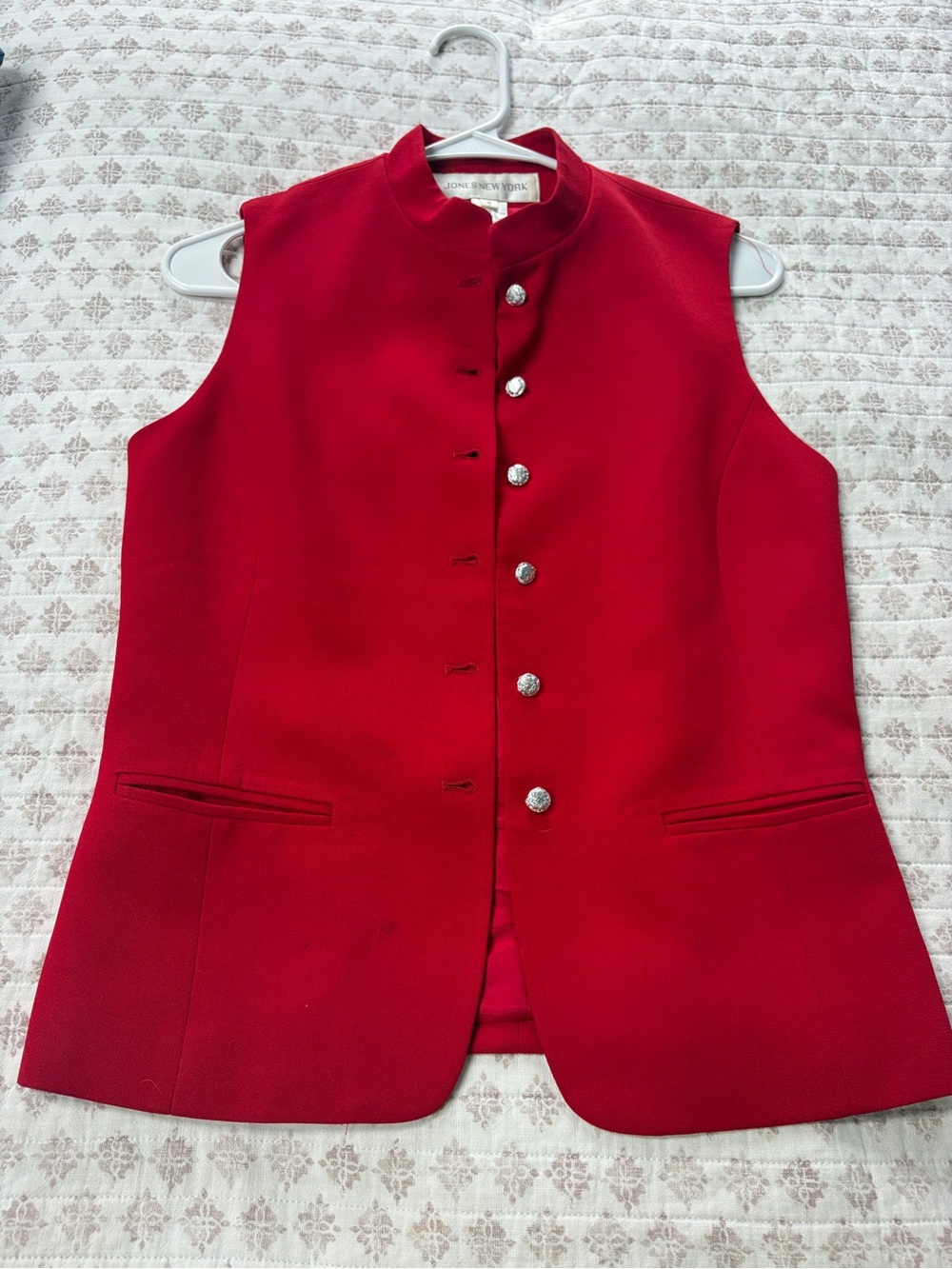 Vintage Jones NY red Sleeveless Vest with Decorative Buttons